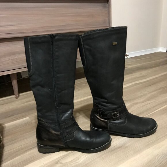 Remonte Tex Ladies Black Tall Leather Riding Boots Size 40 - Picture 5 of 6